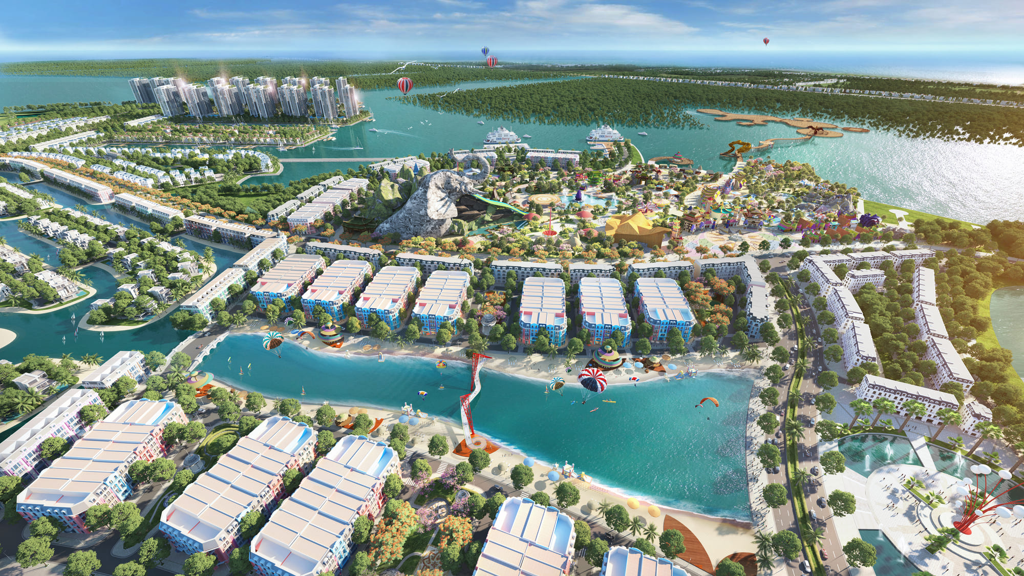 Biển hồ trong xanh cùng bãi cát trắng trải dài