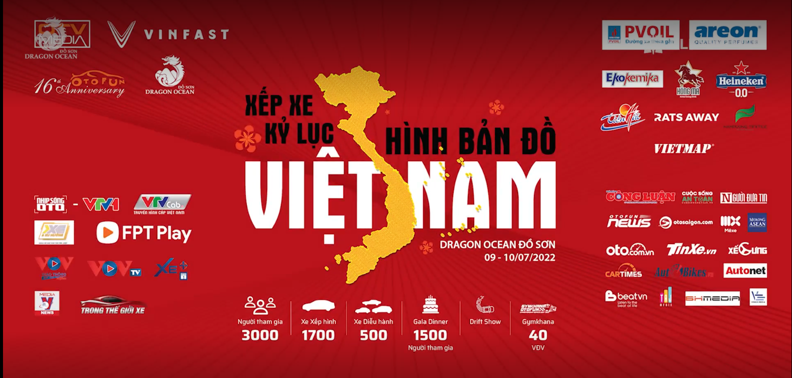 ẤN TƯỢNG CHƯƠNG TRÌNH GẶP GỠ BÁO CHÍ CHO SỰ KIỆN XẾP XE KỶ LỤC HÌNH BẢN ĐỒ VIỆT NAM TẠI KDL QUỐC TẾ ĐỒI RỒNG